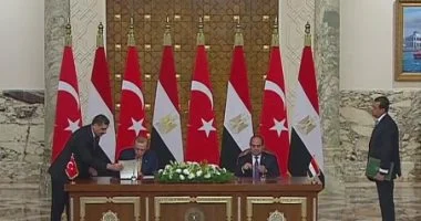 الرئيس عبدالفتاح السيسي والرئيس التركي يوقعان اتفاقيات ومذكرات تعاون بين البلدين 1 202402140424182418
