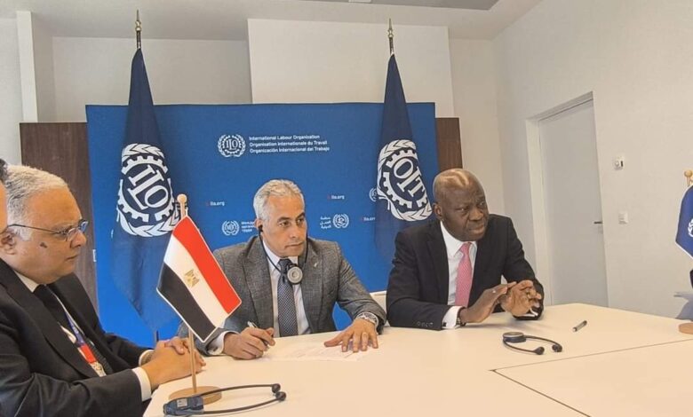 وزير العمل يختتم مشاركته في مؤتمر العمل الدولي بجنيف بـ" لقاء المدير العام للمنظمة" 1 FB IMG 1717839842942